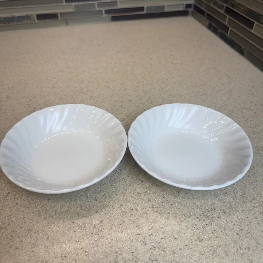 VTG Johnson Brothers SnowWhite Swirl Fruit Bowls Set of 2 England‎ Ironstone 5
